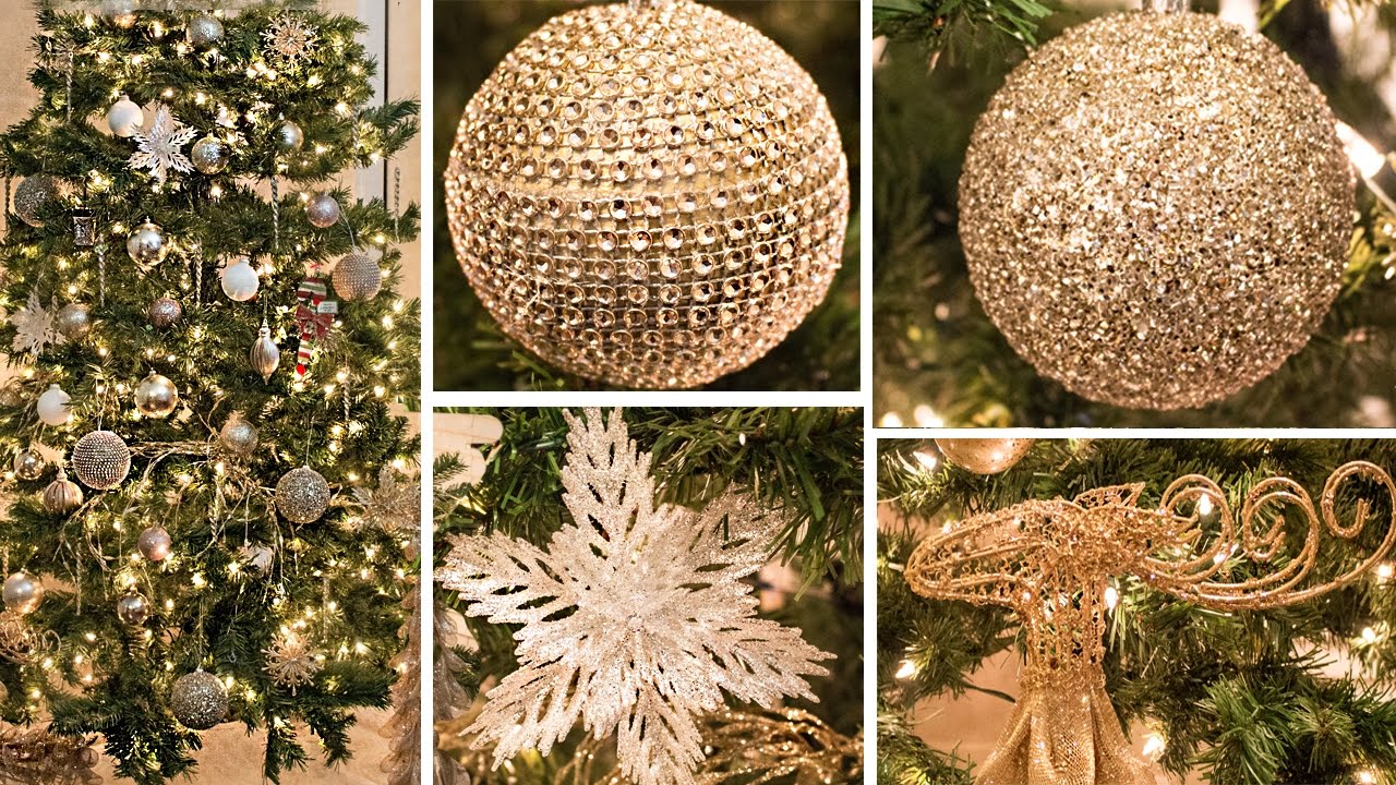 Gold themed Christmas decorations