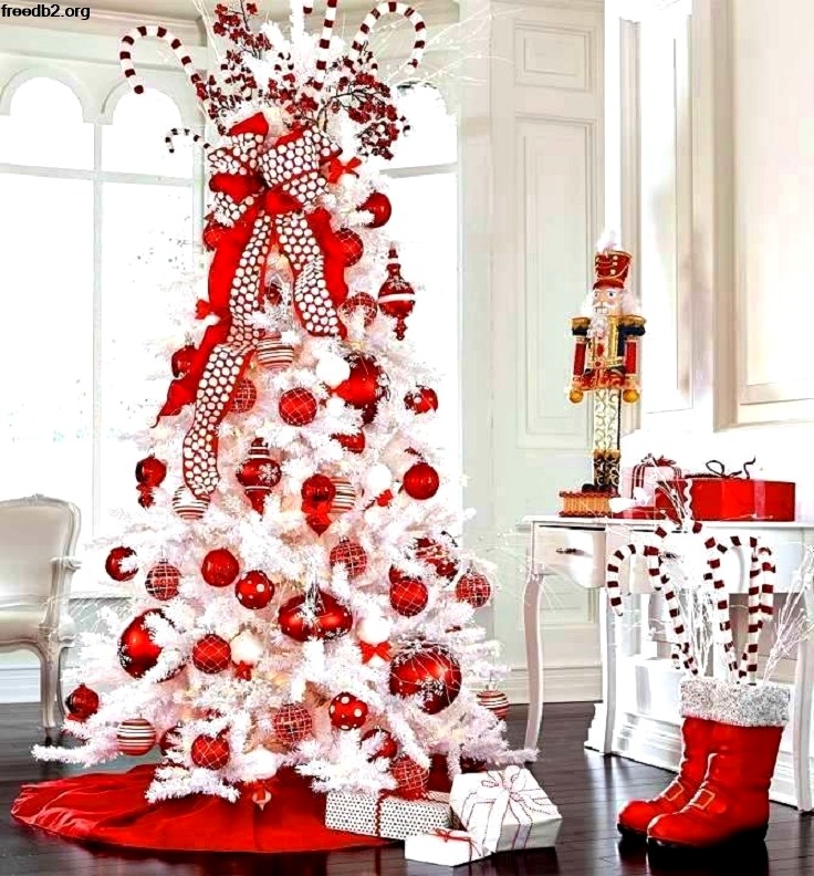 red and white Christmas tree