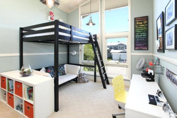 a simple black bunk bed for teens